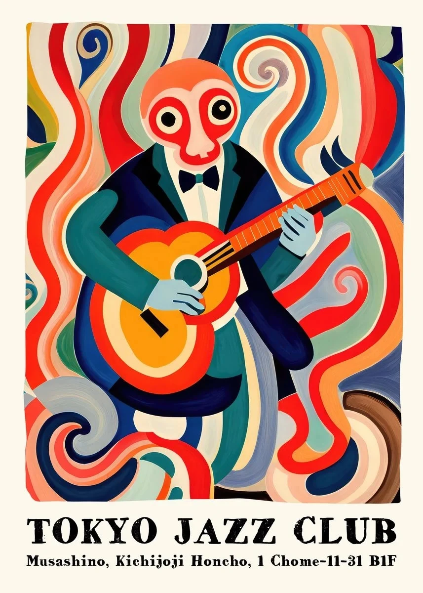 thumbnail image 1 of Pósteres e impresiones de lienzo con diseño de pez koi abstracto, pulpo, jazz, Tokio, estética japonesa, arte de pared para decoración de sala de estar, 1 of 5