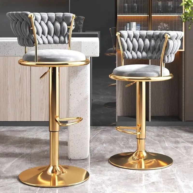 Bar Chairs Nordic Household Backrest High Bar Stools Modern Commercial Bar Chairs Liftable Swivel Chairs Designer Kitchen Furniture