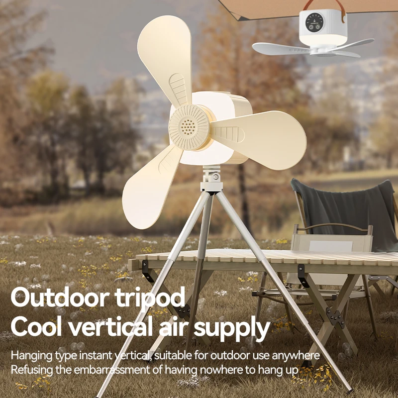 Ceiling Fans With LED Lamp Silent Fans Rechargeable Lamp 4 Wind Speed Remote Control Portable LED for Bedroom Camping