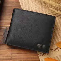 Genuine Leather Mens Wallet Premium Product Real Cowhide Wallets For Man Short Black Wallet Portefeuille Homme Short Purses