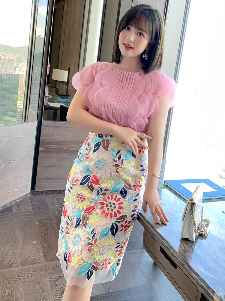 long skirts High quality Skirt only Tall waist splicing gauze fishtail skirt skirt is placed the new early in the spring of 2022 a line skirt