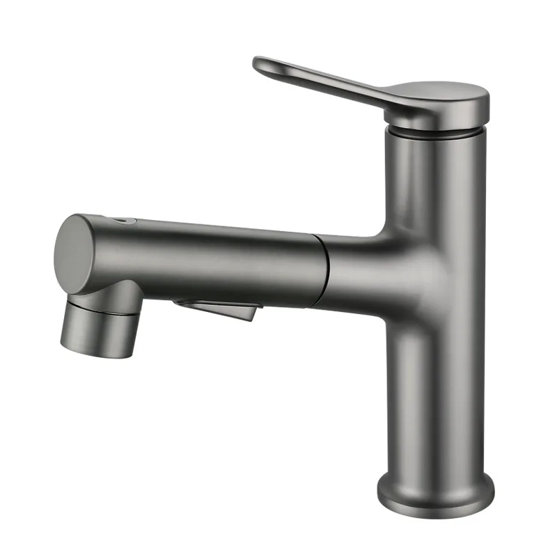 

304 Stainless Steel Pull Basin Faucet Drawing Hot and Cold Mixed Water Multi-function Washbasin Telescopic Faucet