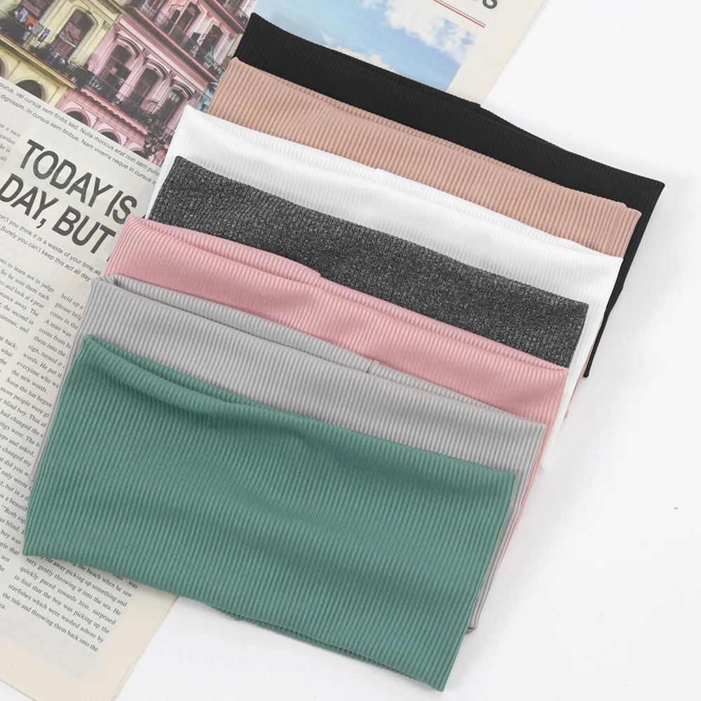 Frauen Einfarbig Stirnband Yoga Stricken Elastische Haarbänder Turban Make-Up Haar Hoop Vintage Mode Haarband Zubehör – Detail 3