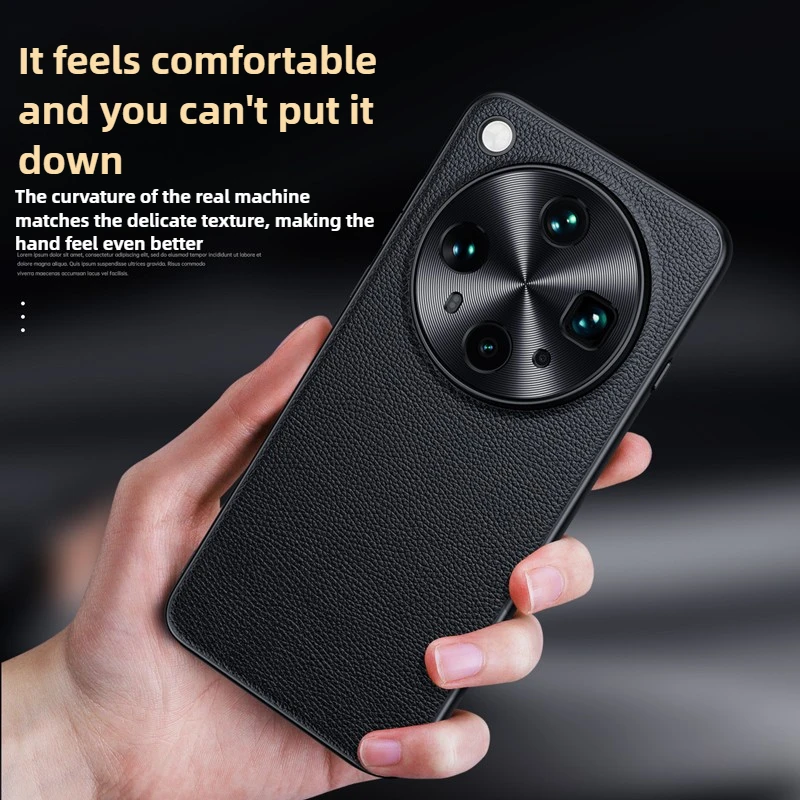 Premium Genuine Cowhide Litchi Leather Hard Cover - Full Protection Case in Elegant Design