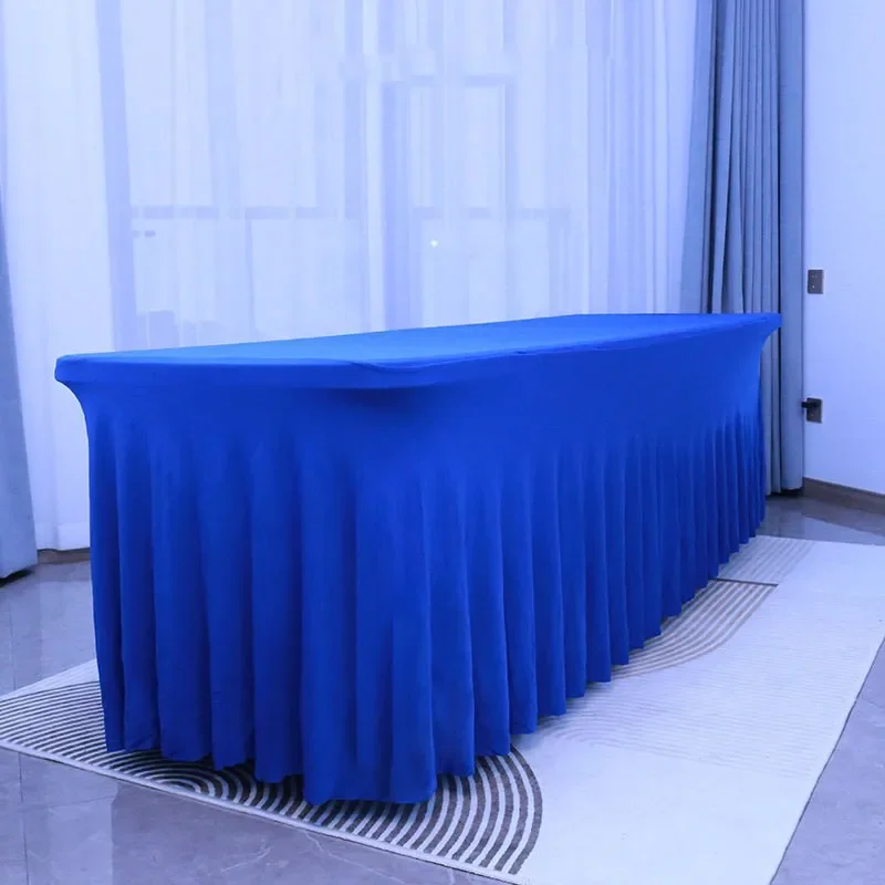 

Solid color elastic tablecloth Hotel table dress Conference Exhibition Event desk cover Rectangular desk cover