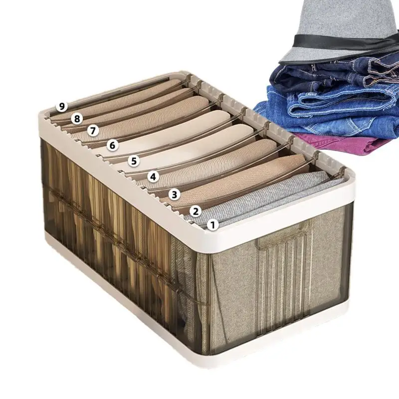 

Clothing Storage Drawers Large Capacity Multi Purpose Foldable 9 Compartment Jeans Shirts Clothes Storage Box Wardrobe Organizer