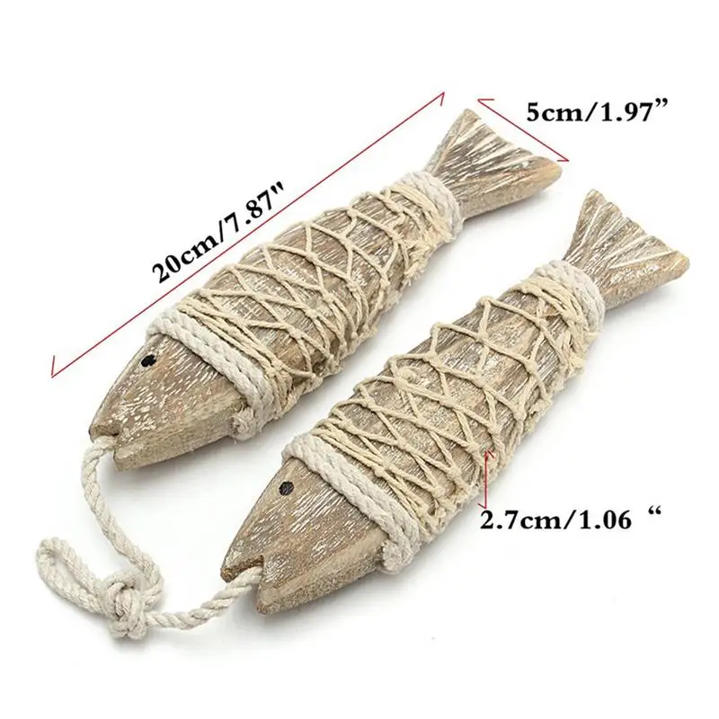 Wooden Carved Fish Wall Decor 2pc Beach Theme Home Vintage Sculpture Ornaments wooden fish wall decor