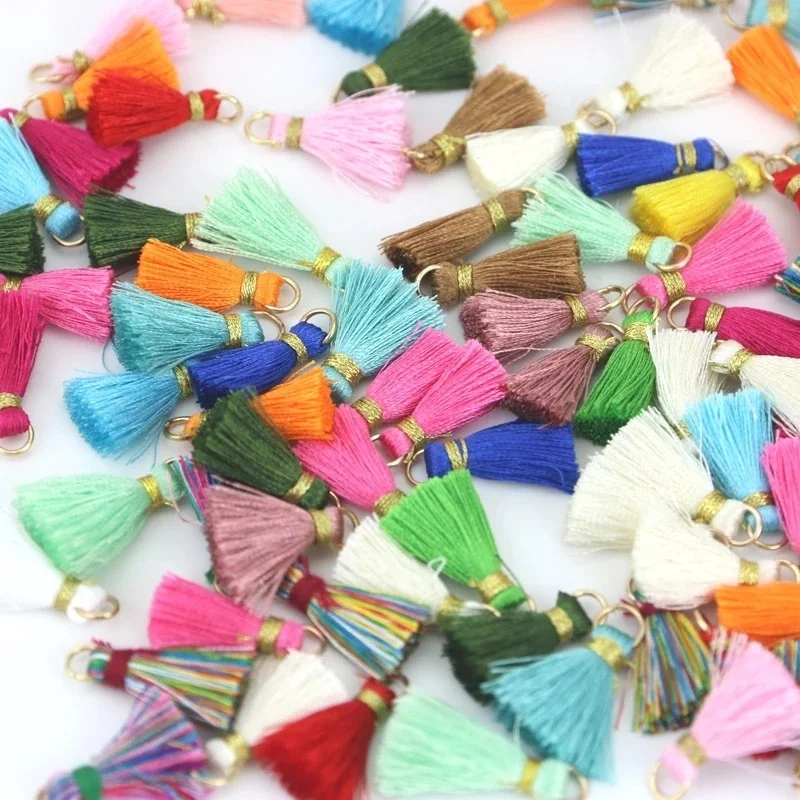 20pcs/pack Polyester Trim Gold Hat Fringe Tassel For Sewing Curtains Accessories DIY Jewelry Keychain Cellphone Straps Pendant