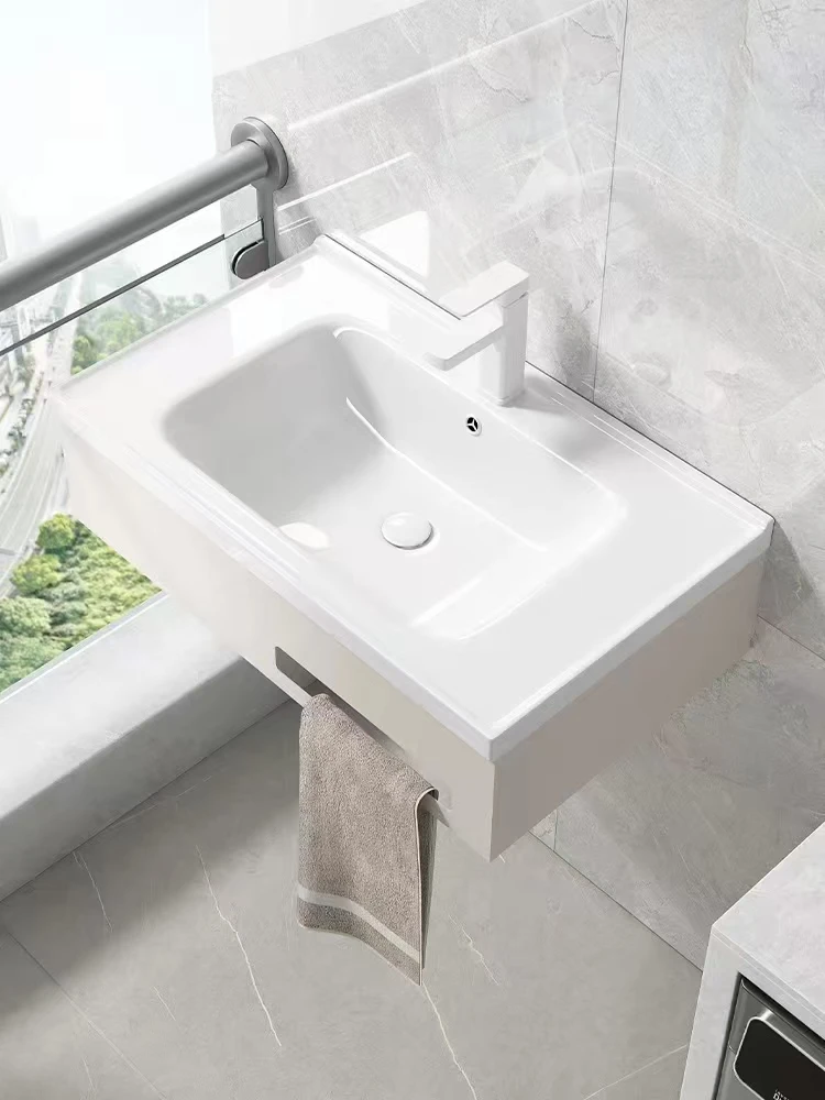 Wall-mounted stainless steel towel rack Ceramic washbasin hand dish Suitable for various scenes of the balcony or bathroom 2