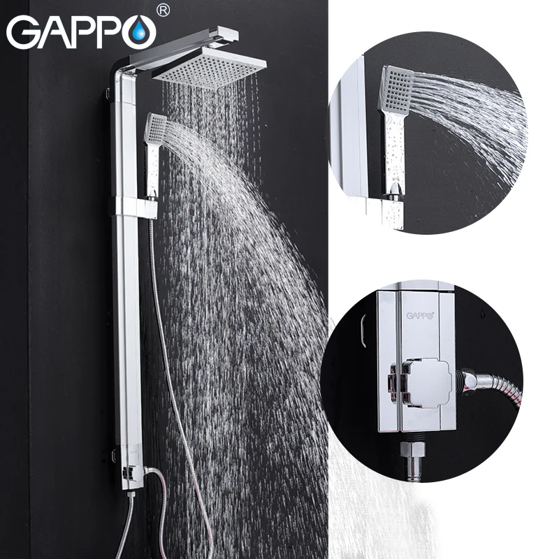 GAPPO Bathroom Shower Faucet System Single Handle Valve Brass Mainbody Stainless Steel Bar Head Wall Mount Para Bathroom Robinet