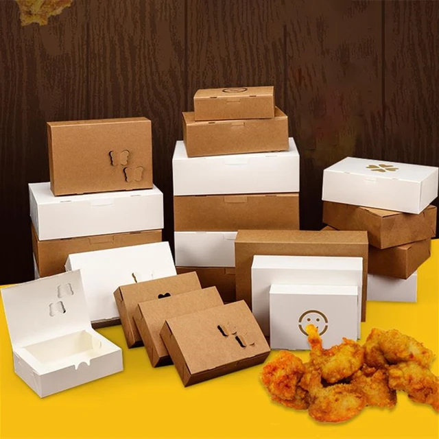 Kraft Box Packaging Fried Chicken  Paper Bags Burger Packaging - 50pcs  Kraft Paper - Aliexpress