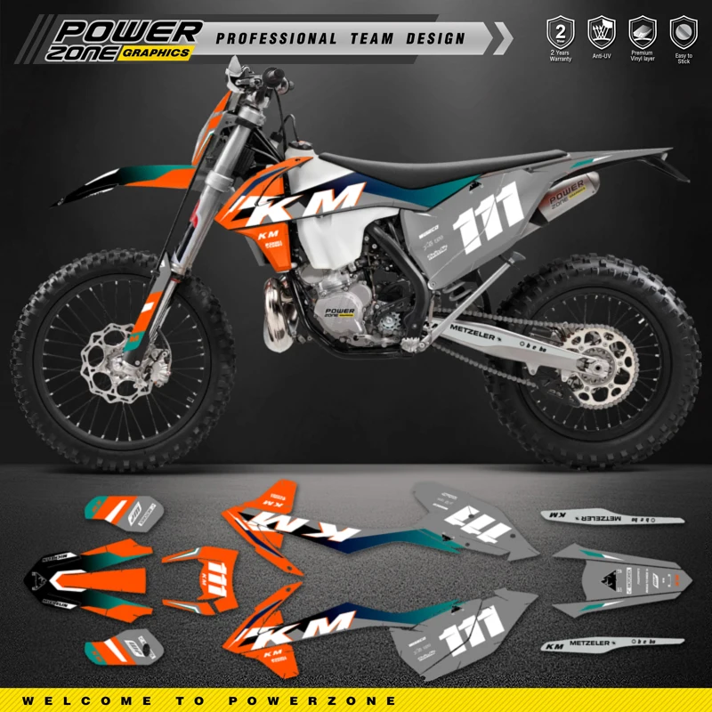 

PowerZone Custom Team Graphics Backgrounds Decals Stickers Kit For KTM SX SXF MX 16-18 EXC XCW Enduro 17-19 125 to 500cc 119