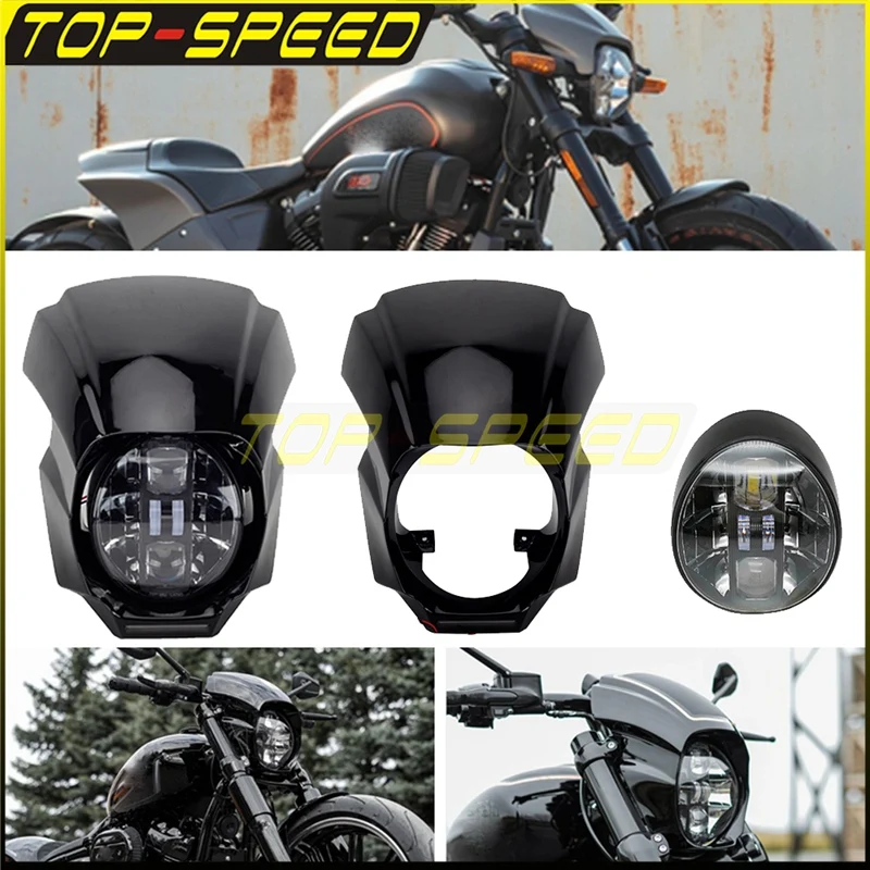 

Motorcycle LED Headlight Assembly Head Light Fairing Cowl DRL High Low Beam For Harley Softail Breakout FXBR FXBRS 114 2018-2022