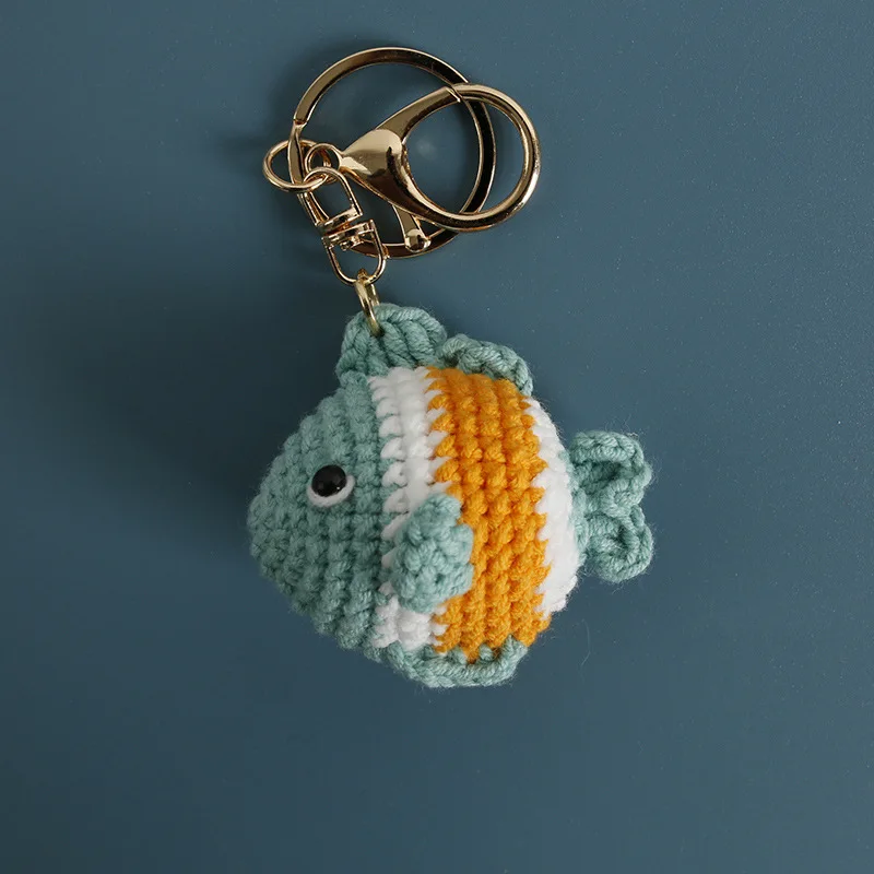 Kawaii gehäkelter Clownfisch-Anhänger, niedlicher handgewebter Fisch-Schlüsselanhänger, gestrickter Fisch-Schlüsselanhänger, Taschendekoration – Detail 3
