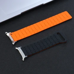 Silicone Sport Band with Magnetic Loop Strap for Smartwatch - Curved End Design, No Gaps, 47mm (S - Black Orange)