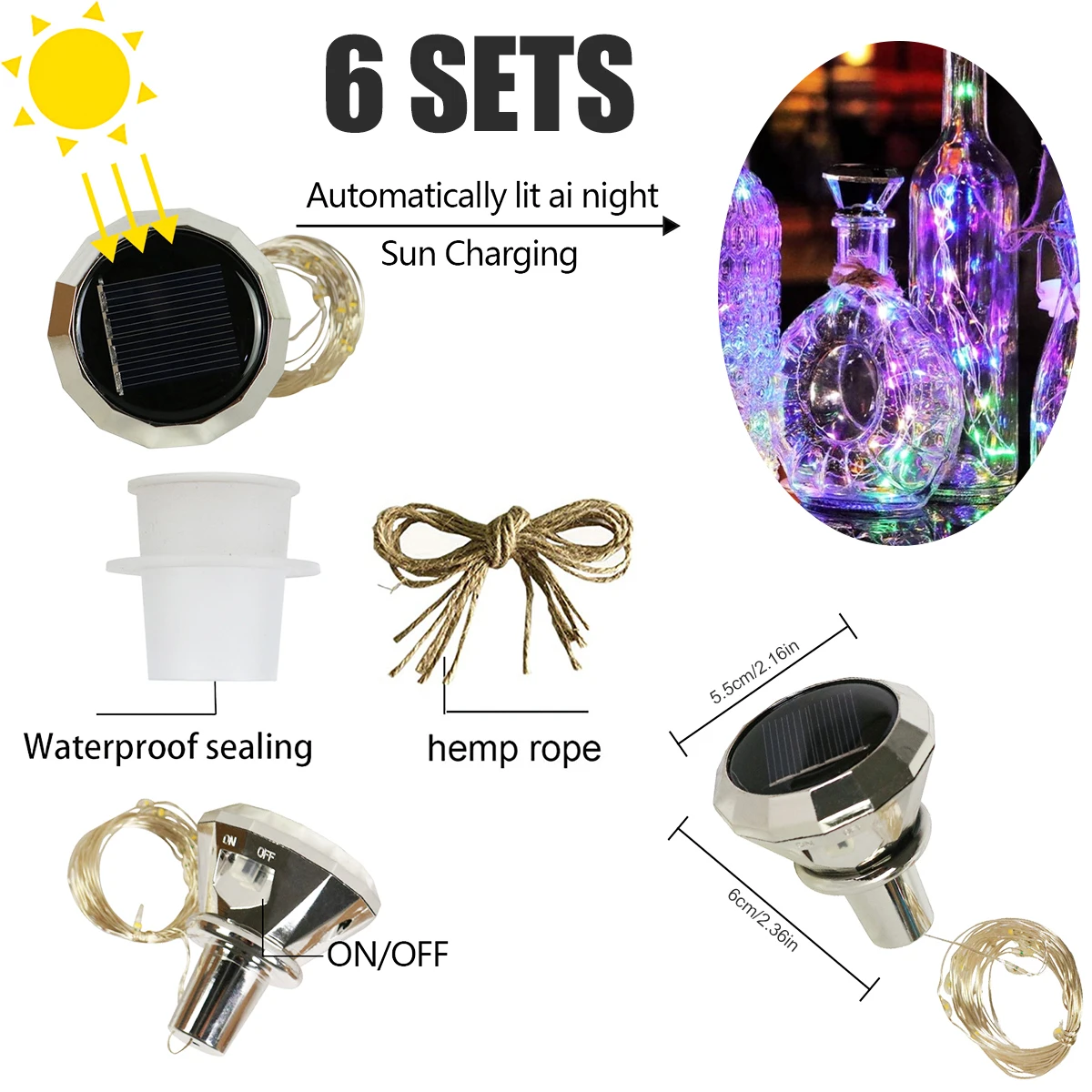 12Pcs 20LED Solar Light Outdoor Garden Lamp Solar Wine Bottle Cork Light Fairy String Light Waterproof Weddin Party Garden Decor
