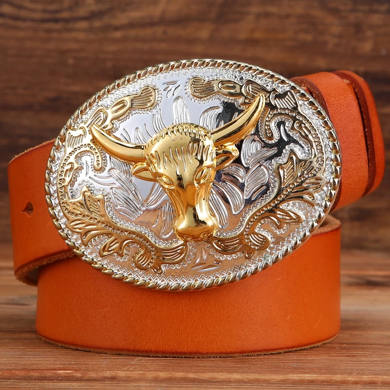 gold eagle big buckle full grain real leather 100% genuine leather hawk mens belts luxury high quality camel brown cowboys women