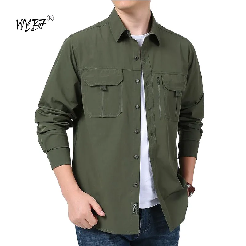 Spring Autumn Men's Hiking quick-dry Shirt Long Sleeve Casual Fishing Shirts Button Down Tactical Shirts Men's Casual Blouse