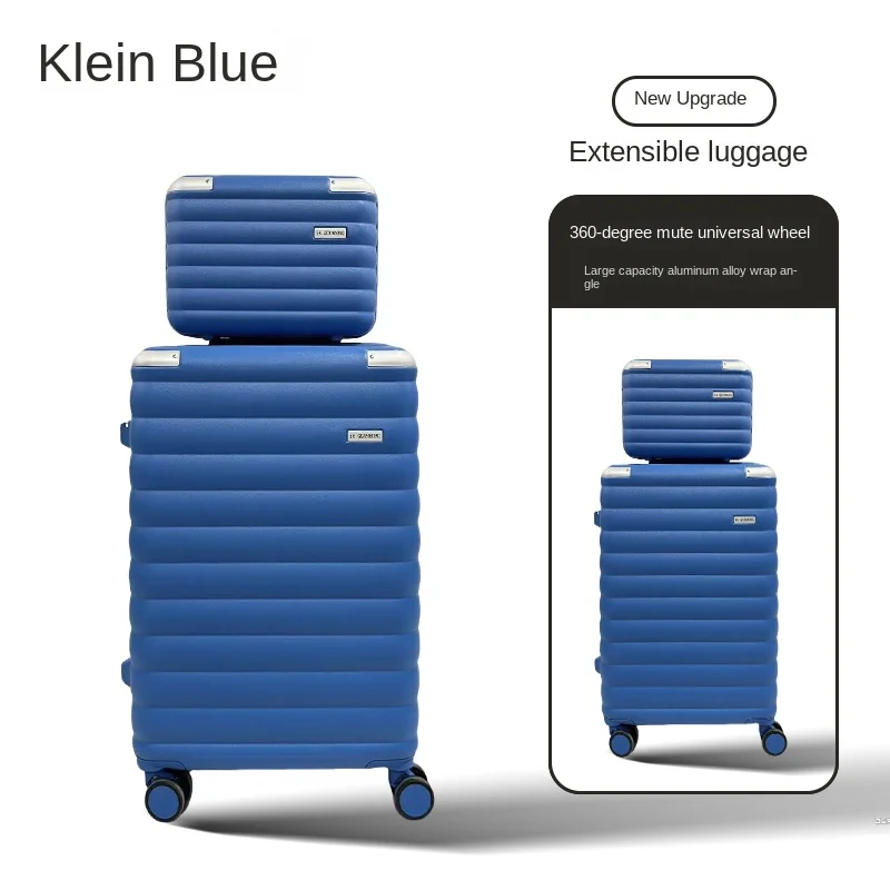 Set Of 2 Luggage Suitcases With Wheels And Telescopic Handle Black Blue_voghion.com