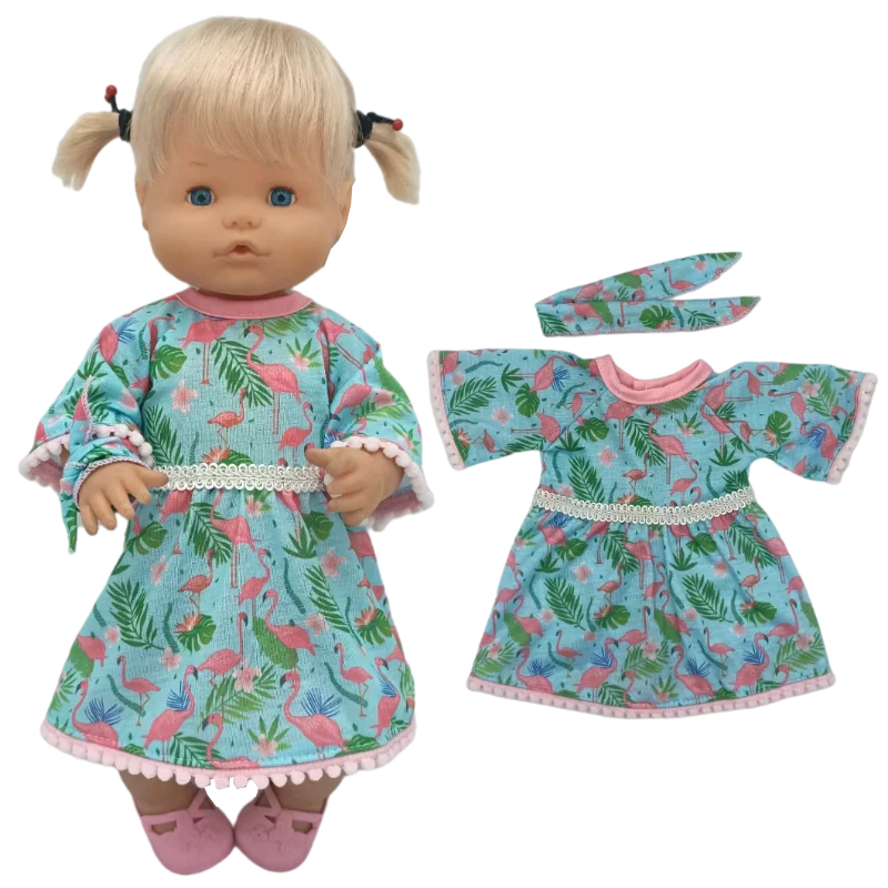 40Cm Baby Doll Flower Flamingo Dress Per Nenuco Clothes Ropa Y Su Hermanita Toys Dolls Clothes