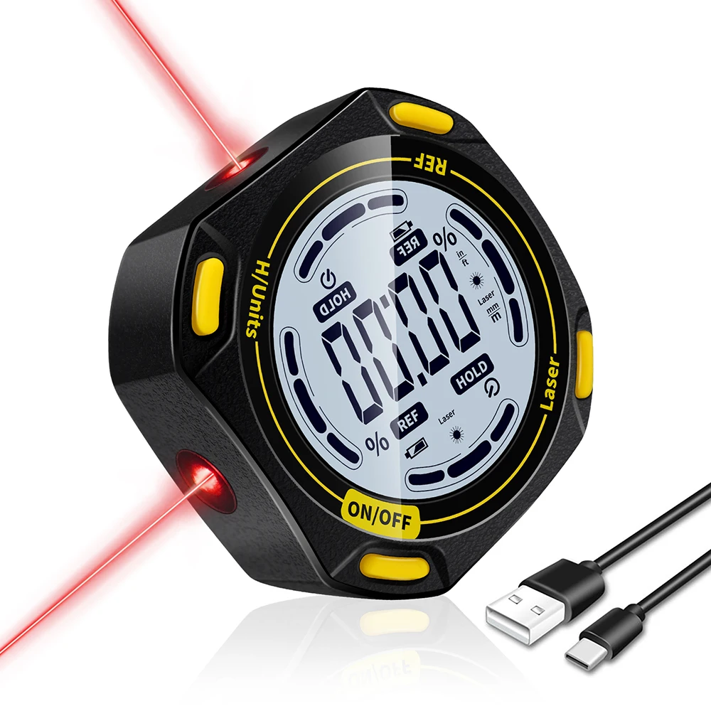 Portable New Angle Protractor Laser Angle Gauge Finder Digital Inclinometer 4*90° Electronic Level for home Type-c charging 2
