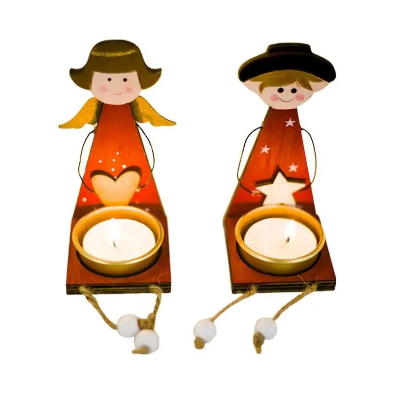 

Exquisite Christmas Ornament Angel Girl Candle Holder Metal Candlestick for Birthday Party Festival Home Table Dinner Decoration
