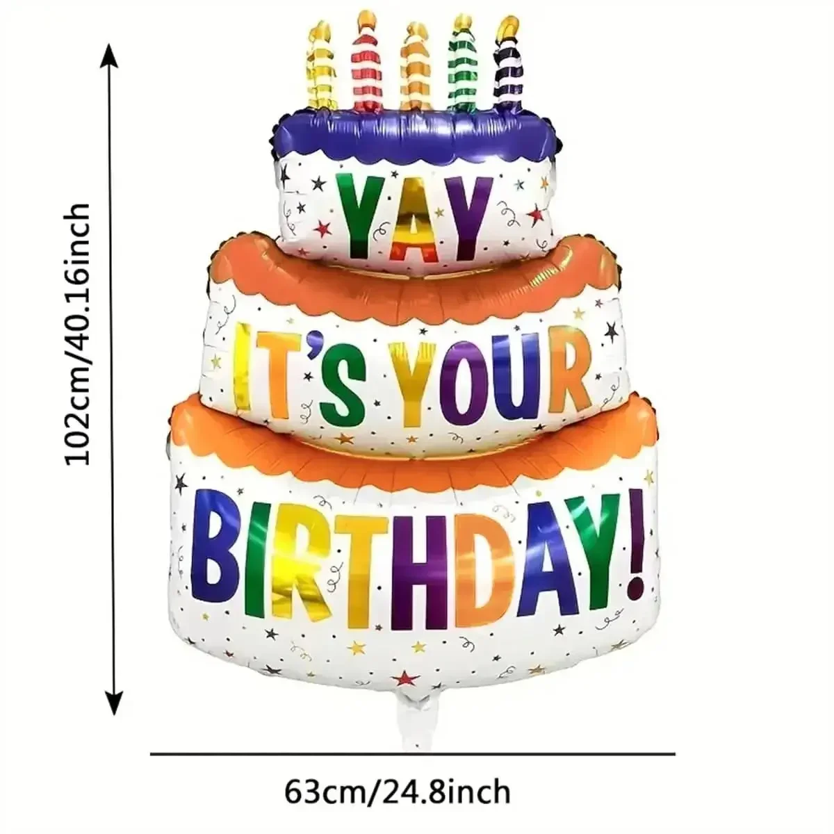 1pc-Birthday Balloons Colorful Candles Three Tier Cake Aluminum Foil Balloons Birthday Party Decoration Supplies
