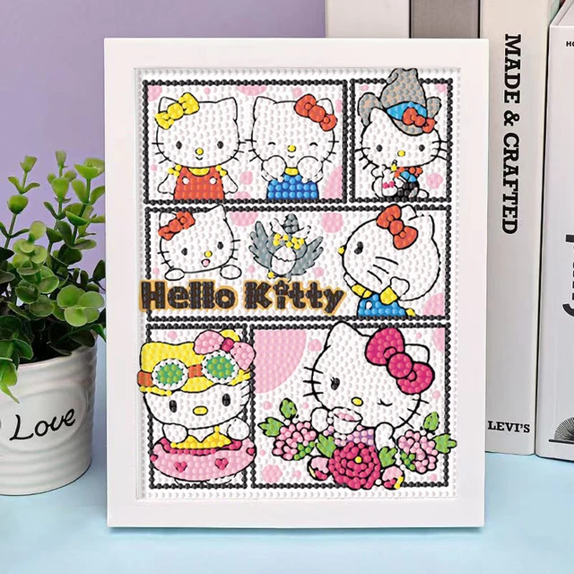 Sanrio diamant peinture Hello Kitty dessin animé plein diamant mosaïque 5D bricolage point de croix Kits diamant Art décor à la maison avec cadre 5