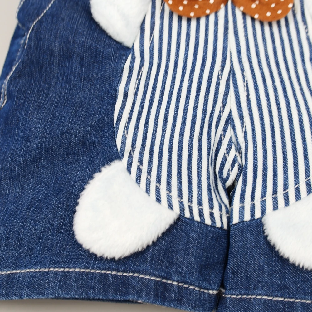 Kidscool Baby Summer Cotton Denim 3D Cartoon Monkey Soft Shorts Overalls