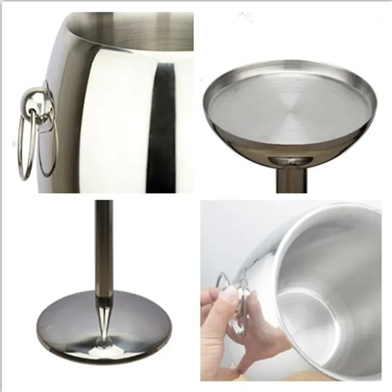 Stainless Steel luxury Ice Bucket with rack Wine Chiller Bottle Cooler Champagne Beer Chiller Ice Barrel Elk Deer ice rack set