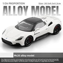 Diecast Alloy 1:24 Convertible Supercar Toy with Sound and Light Features (WHITE)