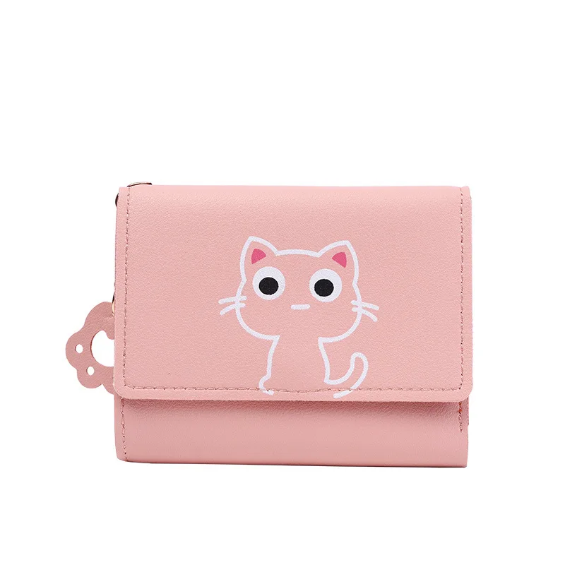 Neue Mappe der Frauen Nette Katze Kurze Brieftasche Leder Kleine Geldbörse Mädchen Geld Tasche Karte Halter Damen Weibliche Haspe Mode – Detail 17