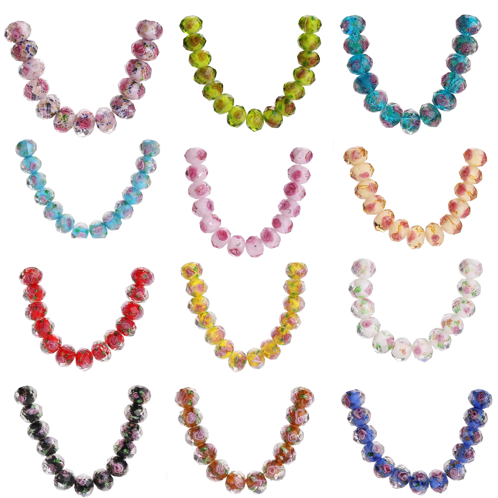 

10Pcs Handmade 8mm Lampwork Glass Bracelet Flower Handmade Crafts Jewelry Making Spacer Beads Loose Bead Faceted DIY Findings