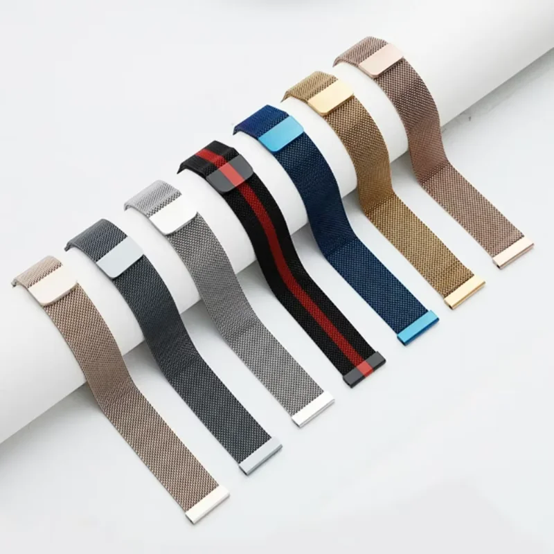 Sleek Milanese Magnetic Watch Band, 20mm/22mm, Stainless Steel Mesh Strap