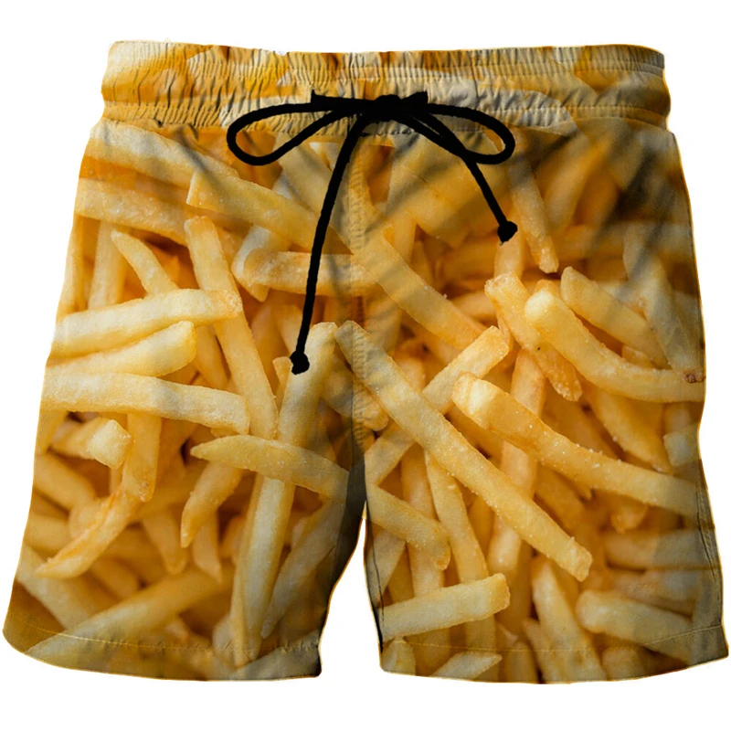New Gourmet Food Graphic Beach Grilled Sausage Shorts For Men 3D Printed Sausage Boardshorts Men Women Meat Sausage Short Pants 3