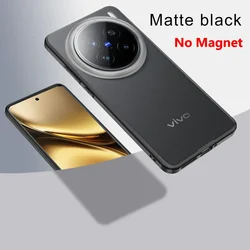 Crystal Clear Hard PC Shockproof Camera Protection Transparent Phone Case for Vivo X200 Pro (Matte Black)