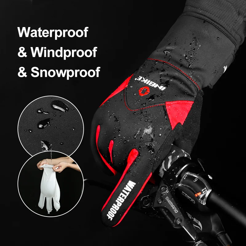 INBIKE Winter Cycling Gloves Man Touch Screen Bicycle Gloves Thickened Men's Gloves MTB for Riding Bike Motorcyclist Accessories 3