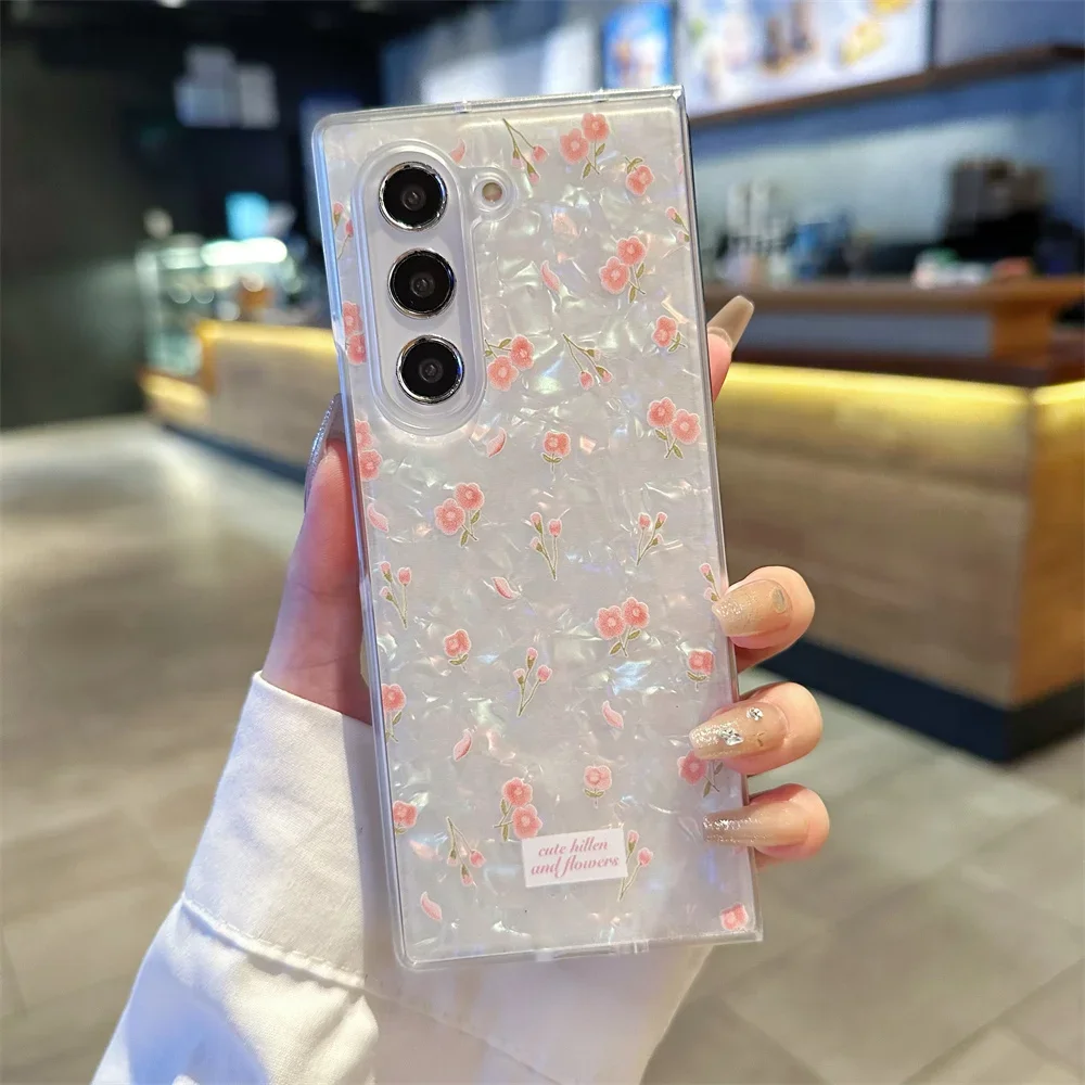 Luxury Shell Butterfly Fold Case - Cartoon Flower Slim Shockproof Cover