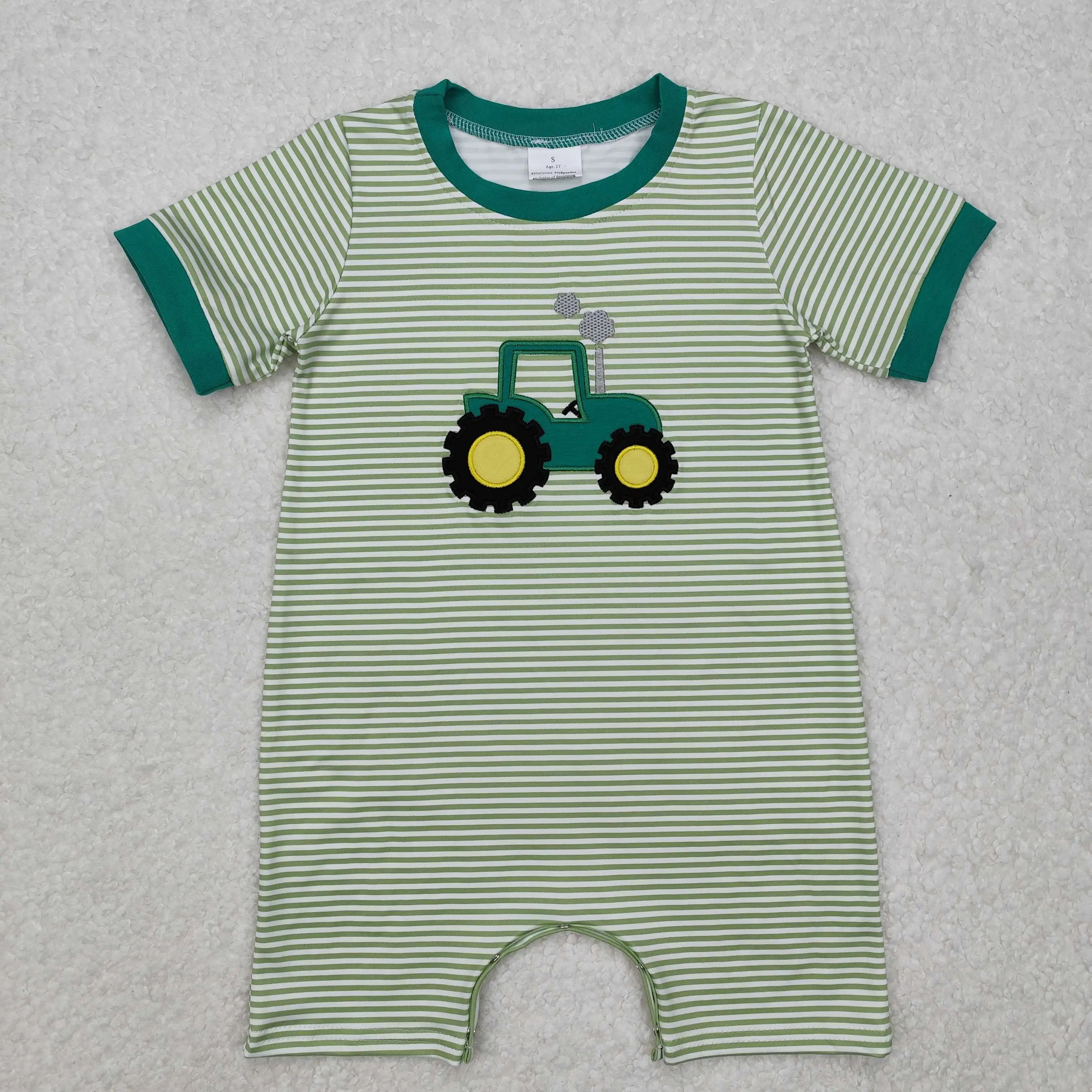 SR2263 Wholesale baby rompers kids clothes boys embroidered fish deer vest short sleeve romper Summer Boutique baby girl clothes 5