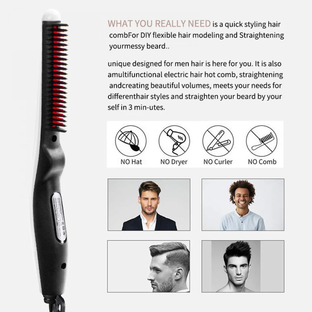 

Beard Hair Straightener Portable Straight Beard Comb Multi-purpose Hair Straightening Comb Electric Curling iron