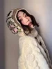 Handmade Crochet Balaclava Hats for Women Autumn and Winter Wool Knitted Pullover Beanies Cap Neck Warmer Female Hooded Caps 2