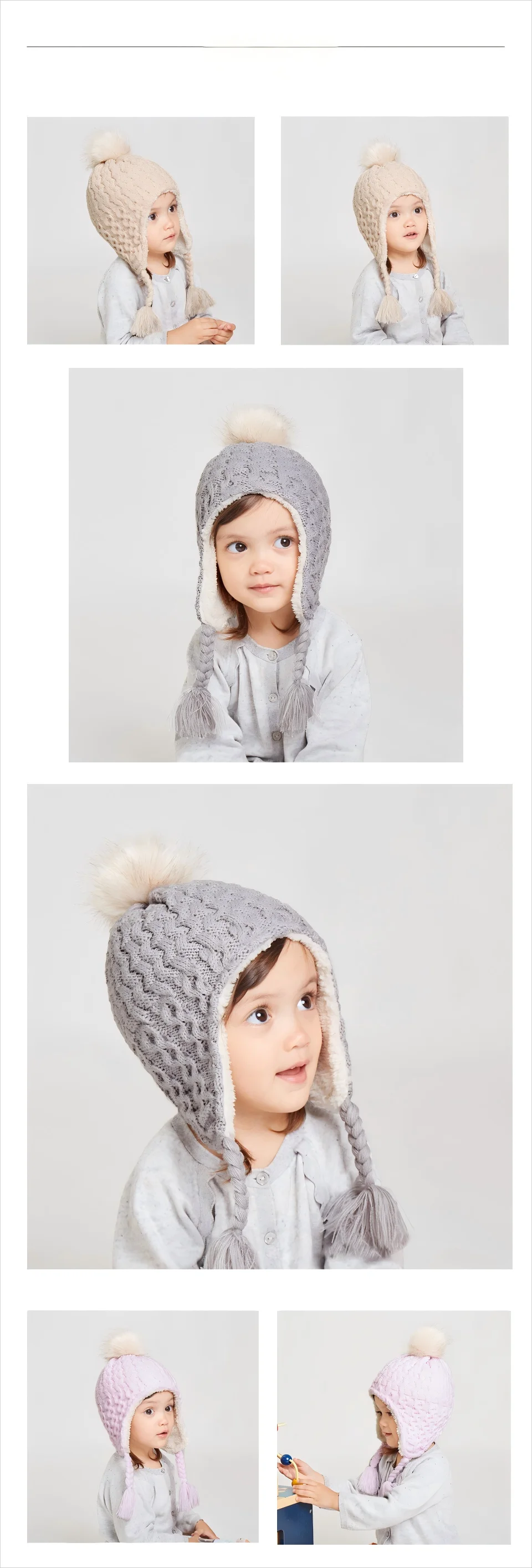 Kleinkind-Pom-Pom-Mütze, Wintermütze, Kleinkind-Mütze, gestrickt, warme Mützen, Mützen für Babys, Jungen und Mädchen – Detail 2