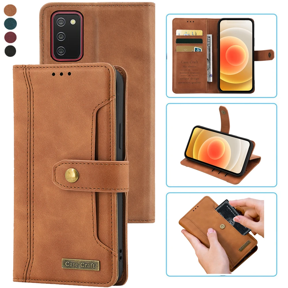 For Samsung Galaxy A02S Case Notebook Style Card Case Leather Wallet Flip Cover For Samsung Galaxy A02S Luxury Cover Stand Card
