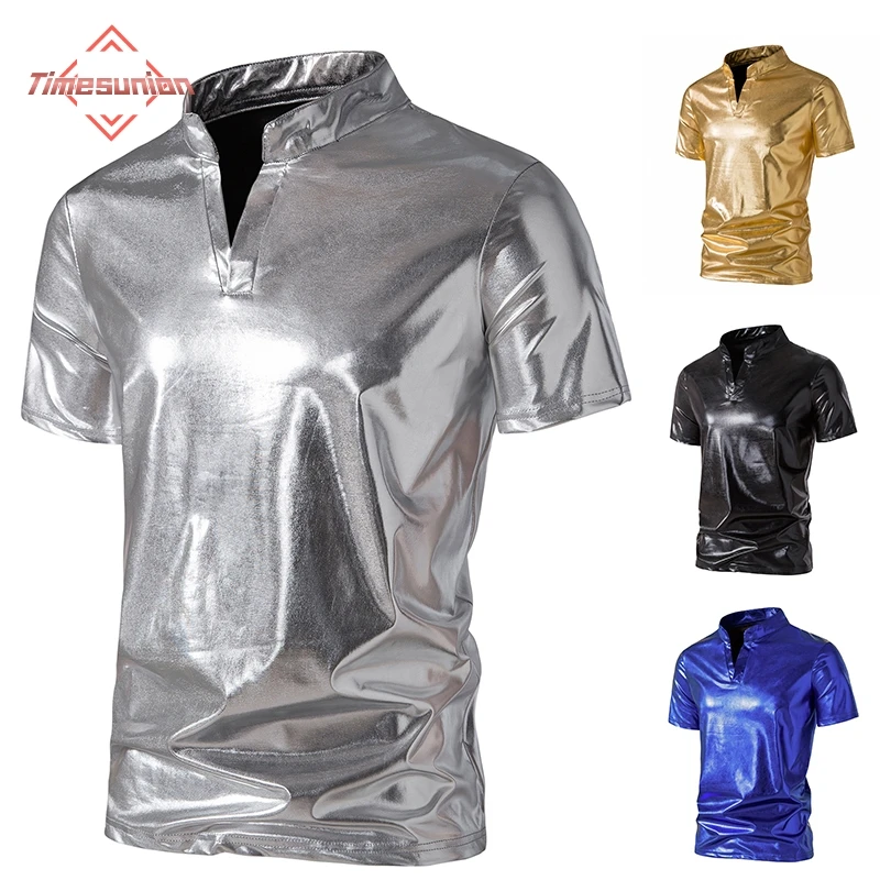 Herren Hose Goldfarben Metallisch - Elastische Partyhose Für Club & Disco