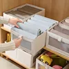 Foldable Cotton and Linen Visible Window Closet Clothing Storage Box, Fabric Storage Bin for Toys and Clothes, Closet Organizer, 1