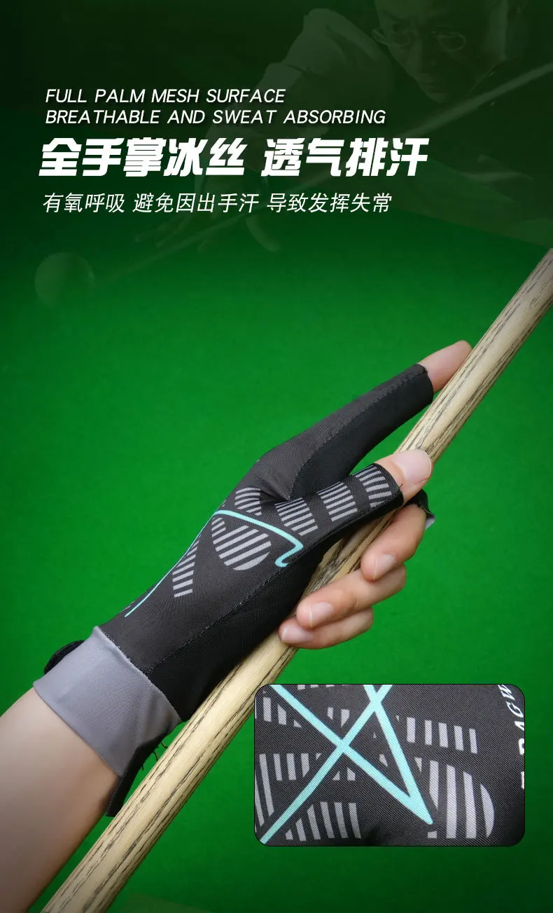 Description Picture 6 of item1 PC Pool Gloves Snooker Billiard Left Hand Half Finger Men Women Anti-Slip Soft Comfortable Lightweight Pool Table Glove