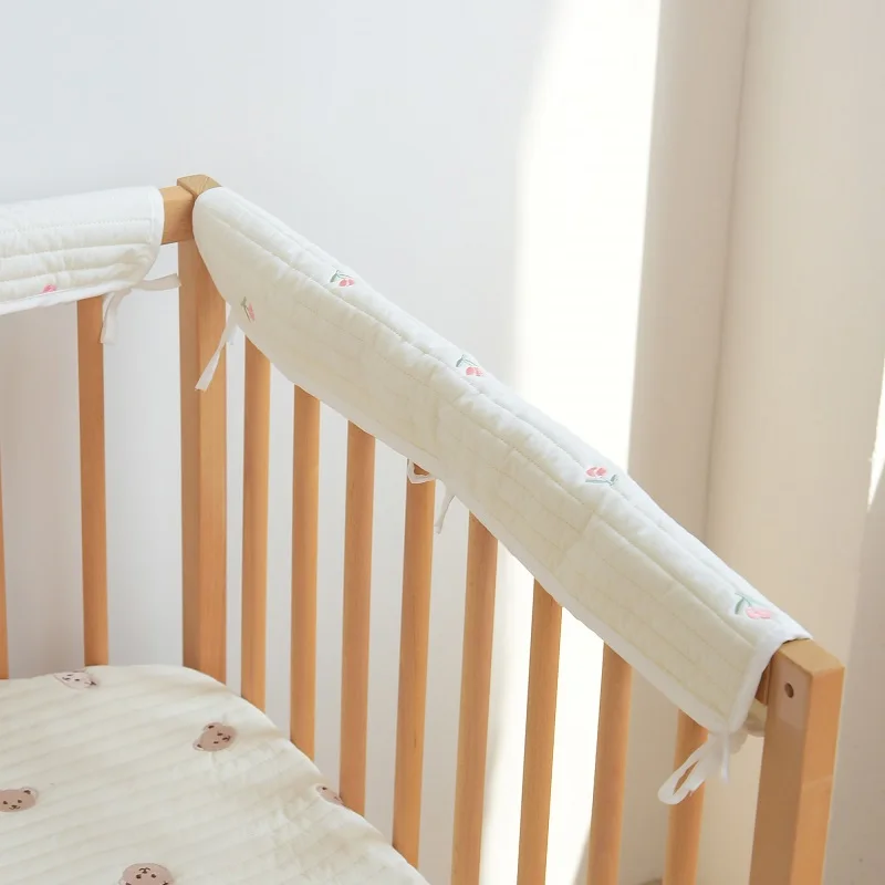 Bed Anti Collision Bar Beige fence soft bag anti-collision bar bed jacket soft anti-bite protection bar