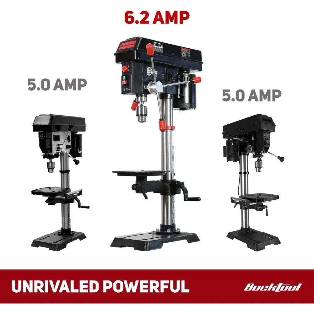 12 INCH 6.2A Professional Bench Drill Press, 3/4HP Powerful Benchtop Drill Press, Variable Speed Drill Press with IIIA Laser 2