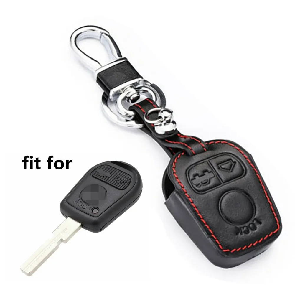 Black Leather Key Chain Cover Case For BMW E34 E36 E38 E39 E46 3 5 7 Add a Touch of Sophistication to your Key