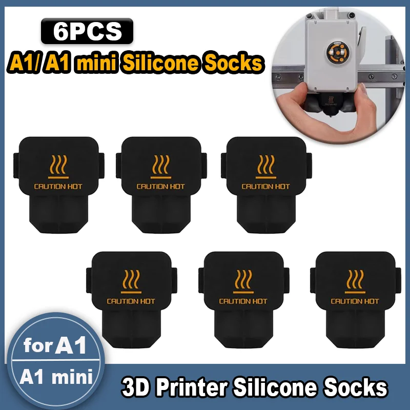 6 Stück Silikon-Hotend-Socken für Bambu Lab A1 / A1 Mini, Silikonabdeckung für Heizblock, Ersatzteile für 3D-Drucker